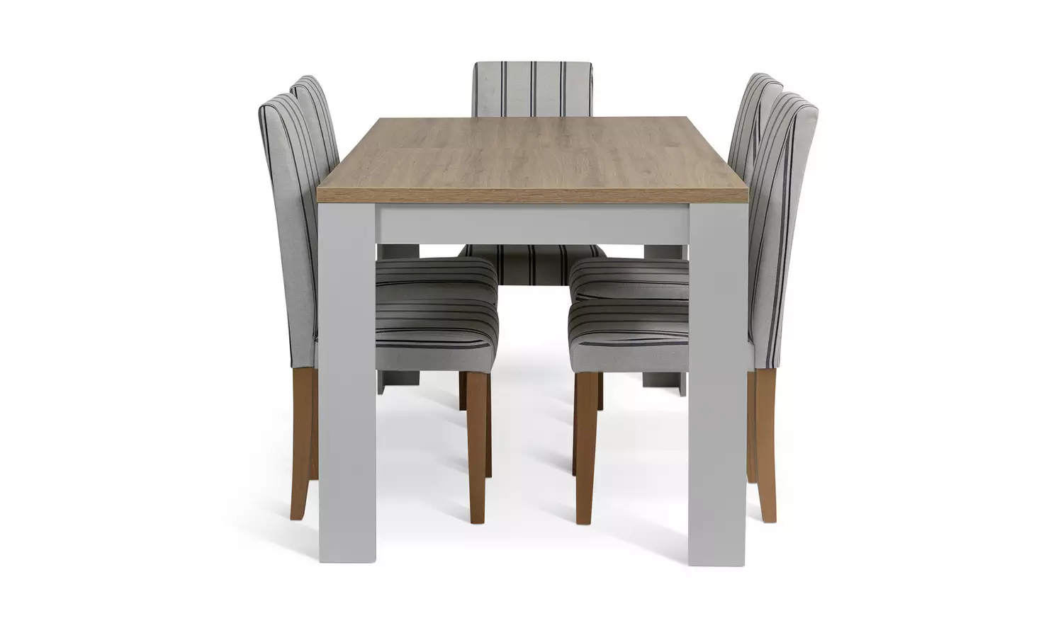 Argos Home Preston Extend Grey Dining Table & 6 White Chairs