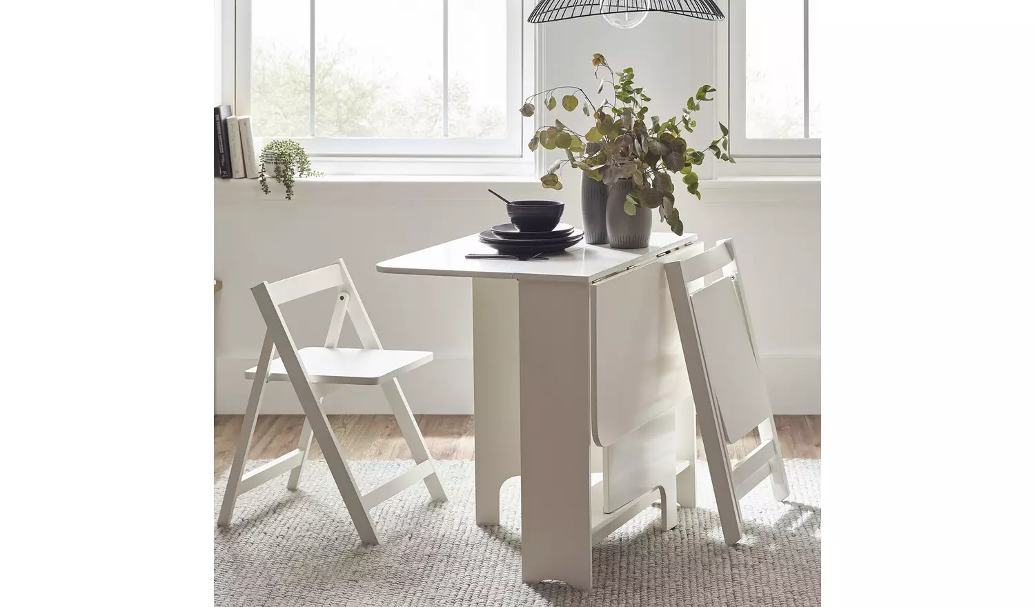 Julian Bowen Gatan White Dining Table & 2 White Chairs