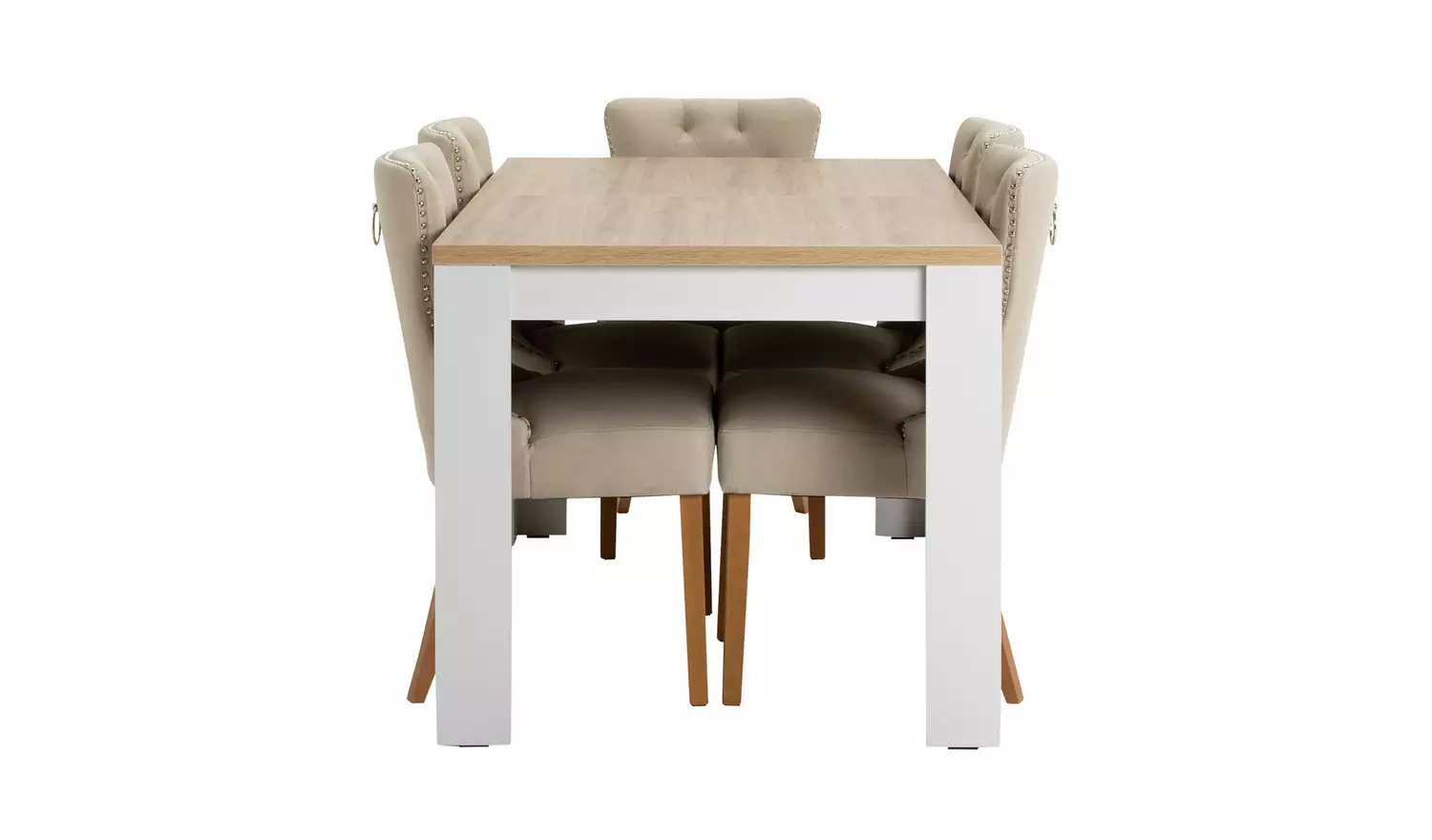 Argos Home Preston Extend Grey Dining Table & 6 Beige Chairs