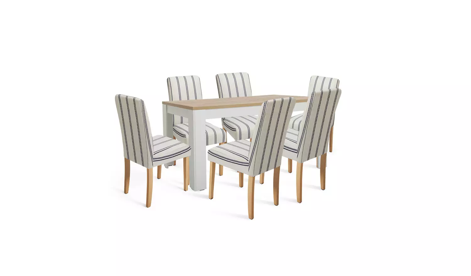 Argos Home Preston Grey Oak Dining Table & 6 White Chairs