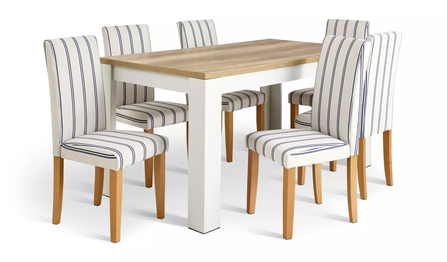 Argos Home Preston Grey Oak Dining Table & 6 White Chairs
