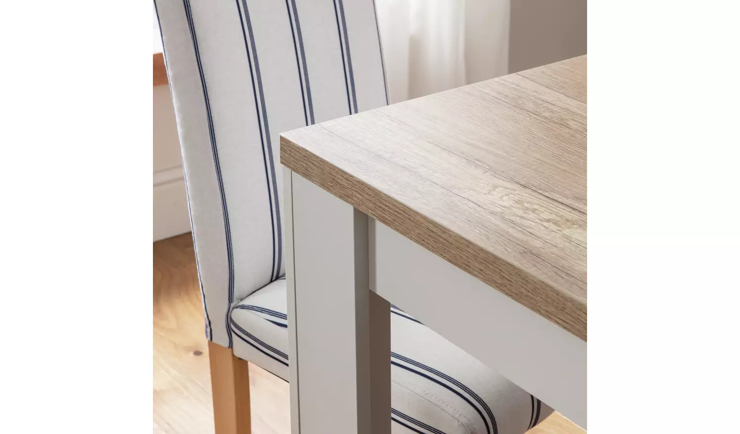 Argos Home Preston Grey Oak Dining Table & 6 White Chairs