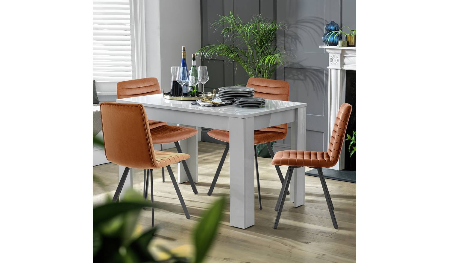 Argos Home Miami White Dining Table & 4 Copper Chairs