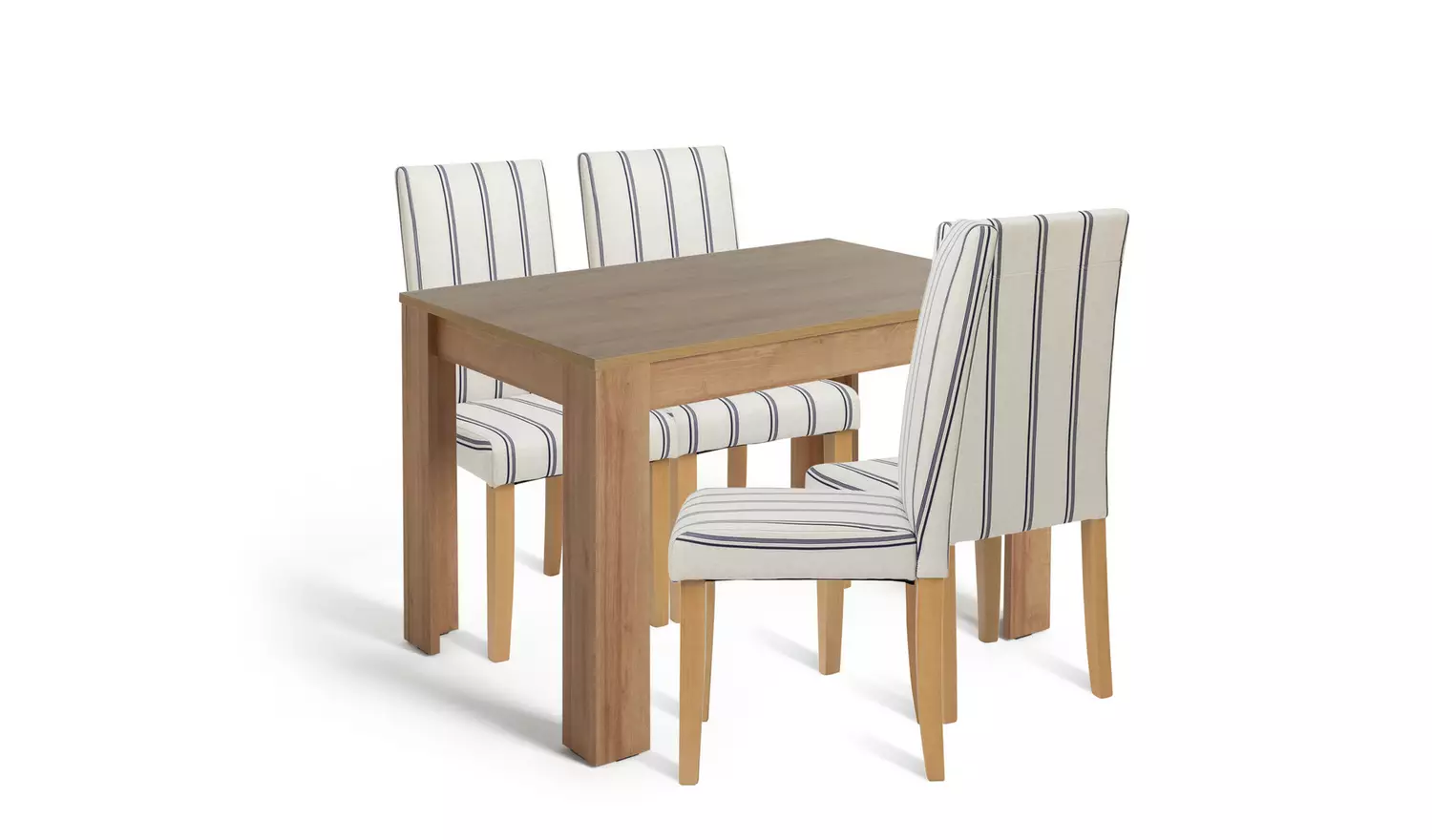 Argos Home Miami Oak Dining Table & 4 Blue Stripe Chairs