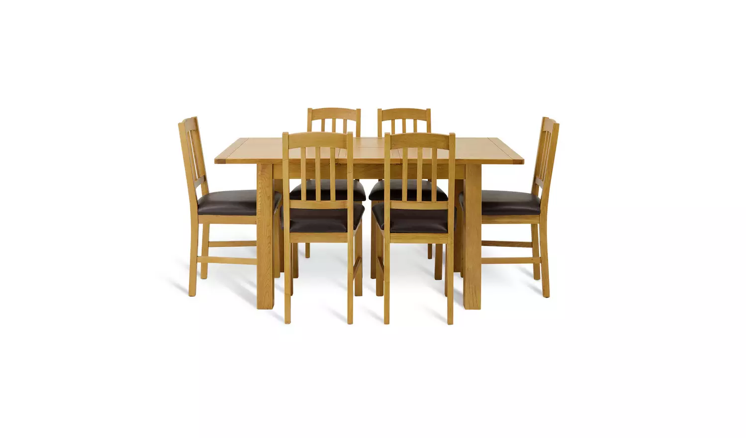 Argos Home Ashwell Ext Oak Dining Table & 6 Brown Chairs