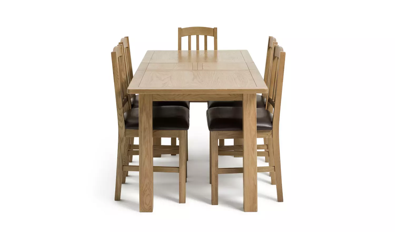 Argos Home Ashwell Ext Oak Dining Table & 6 Brown Chairs