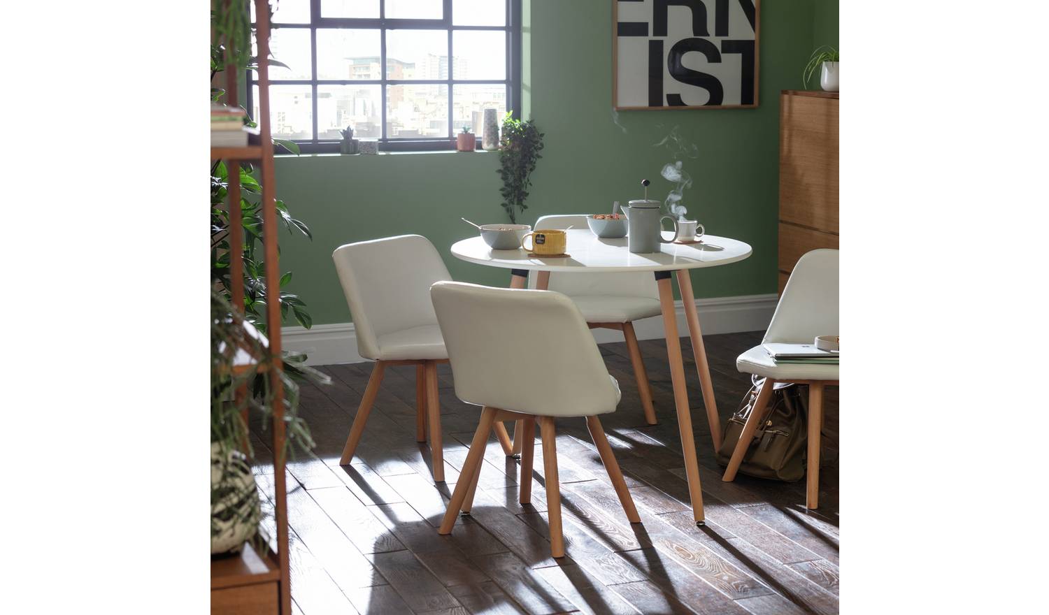 Habitat Quattro White Dining Table & 4 White Chairs