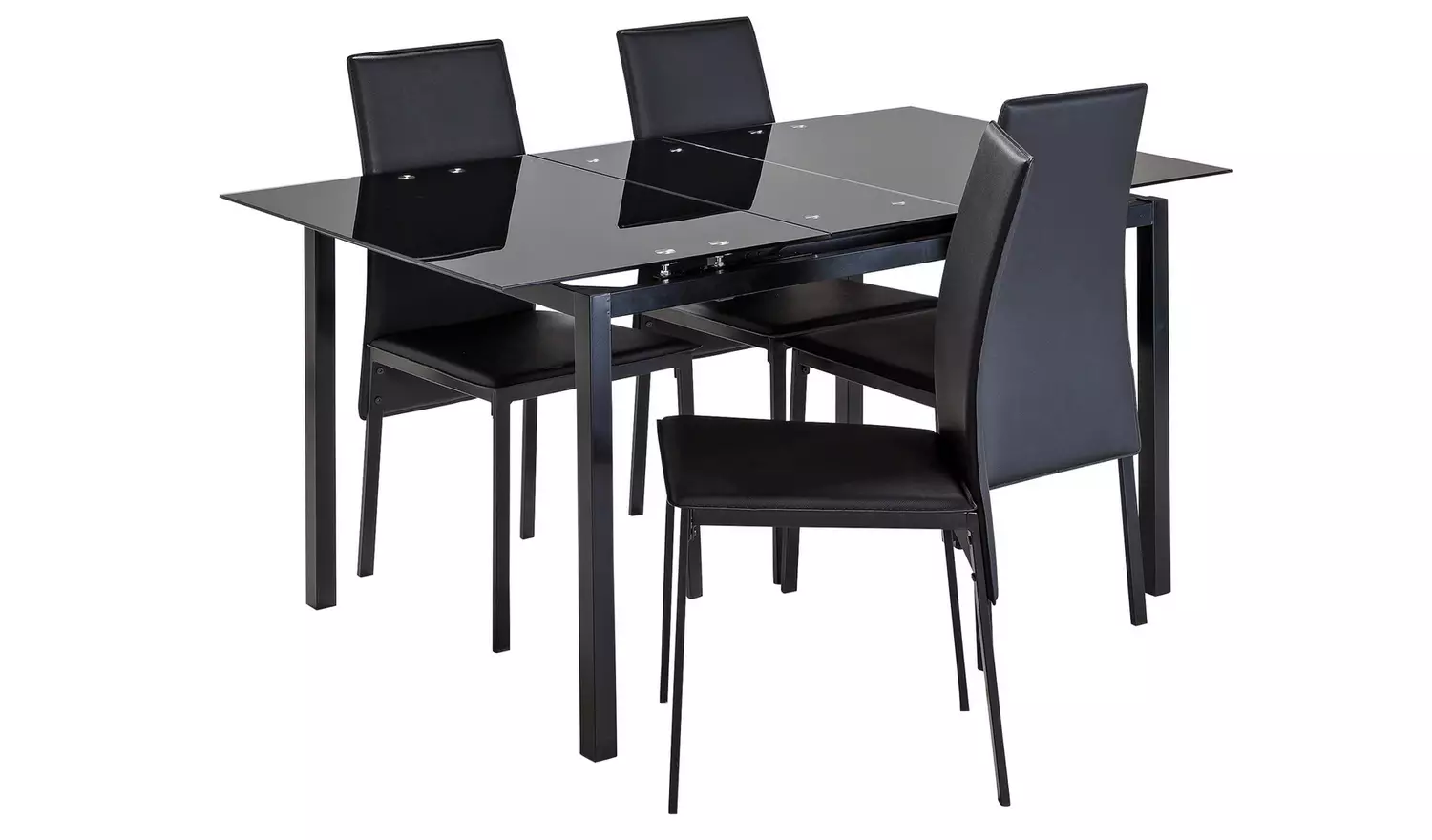 Argos Home Lido Extending Black Dining Table &4 Black Chairs