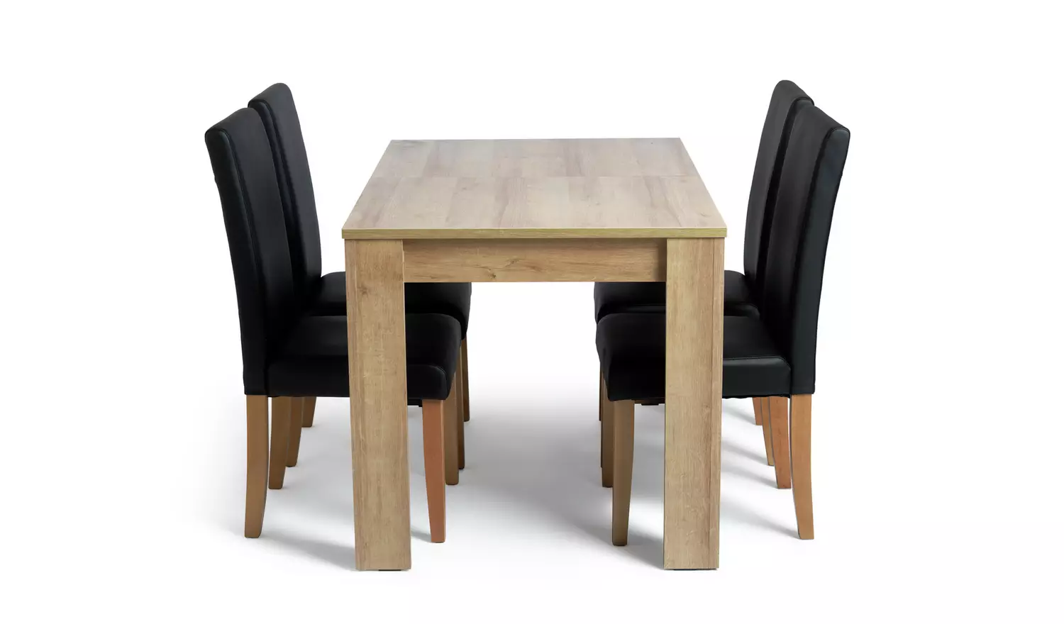 Argos Home Miami Extending Oak Dining Table & 4 Black Chairs