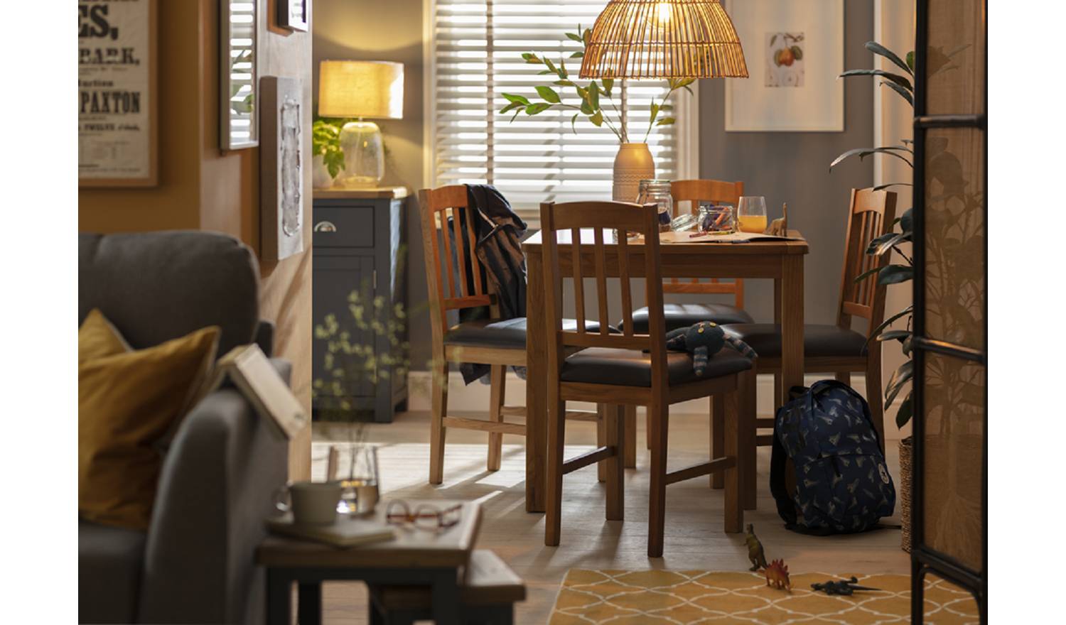 Argos Home Ashwell Extend Oak Dining table & 4Brown Chairs