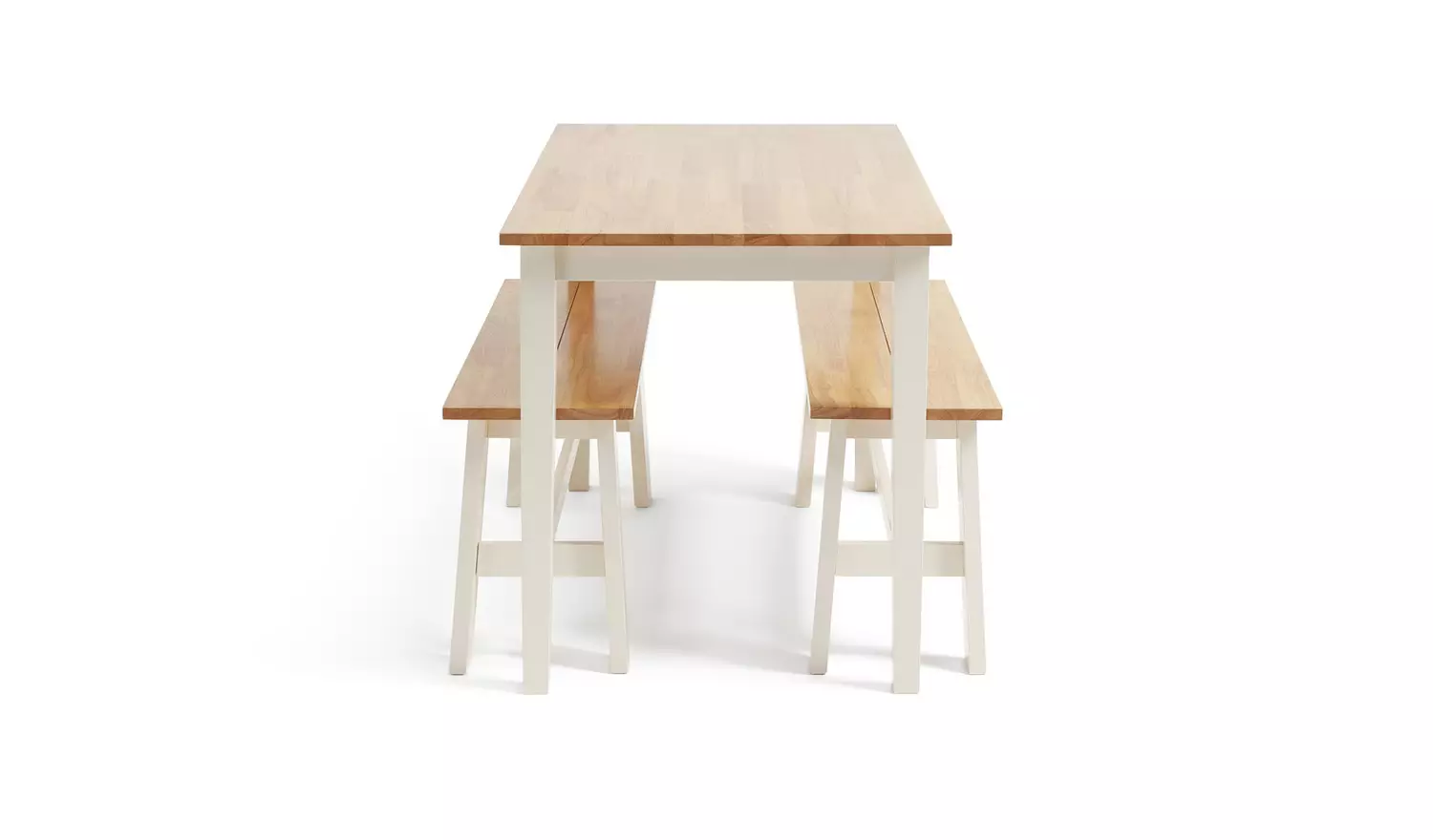 Argos Home Chicago Oak White Dining Table & 2 White Benches