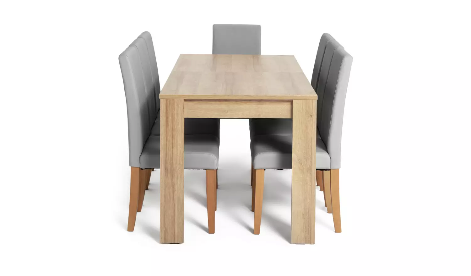 Argos Home Miami Extending Oak Dining Table & 8 Grey Chairs