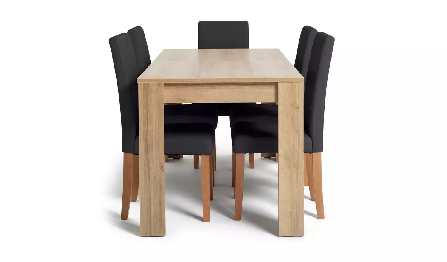 Argos Home Miami Ext Oak Dining Table &6 Grey Chairs