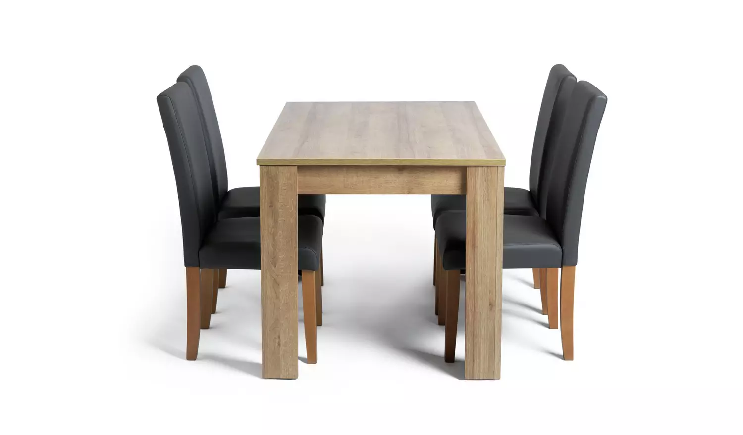 Argos Home Miami Non-Ext Oak Dining Table & 4Charcoal Chairs