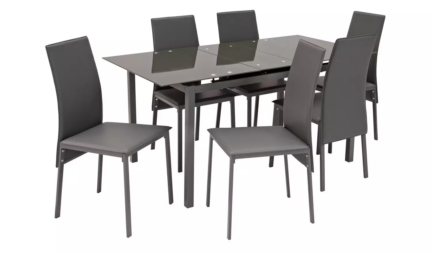 Argos Home Lido Extending Grey Dining Table & 6 Grey Chairs