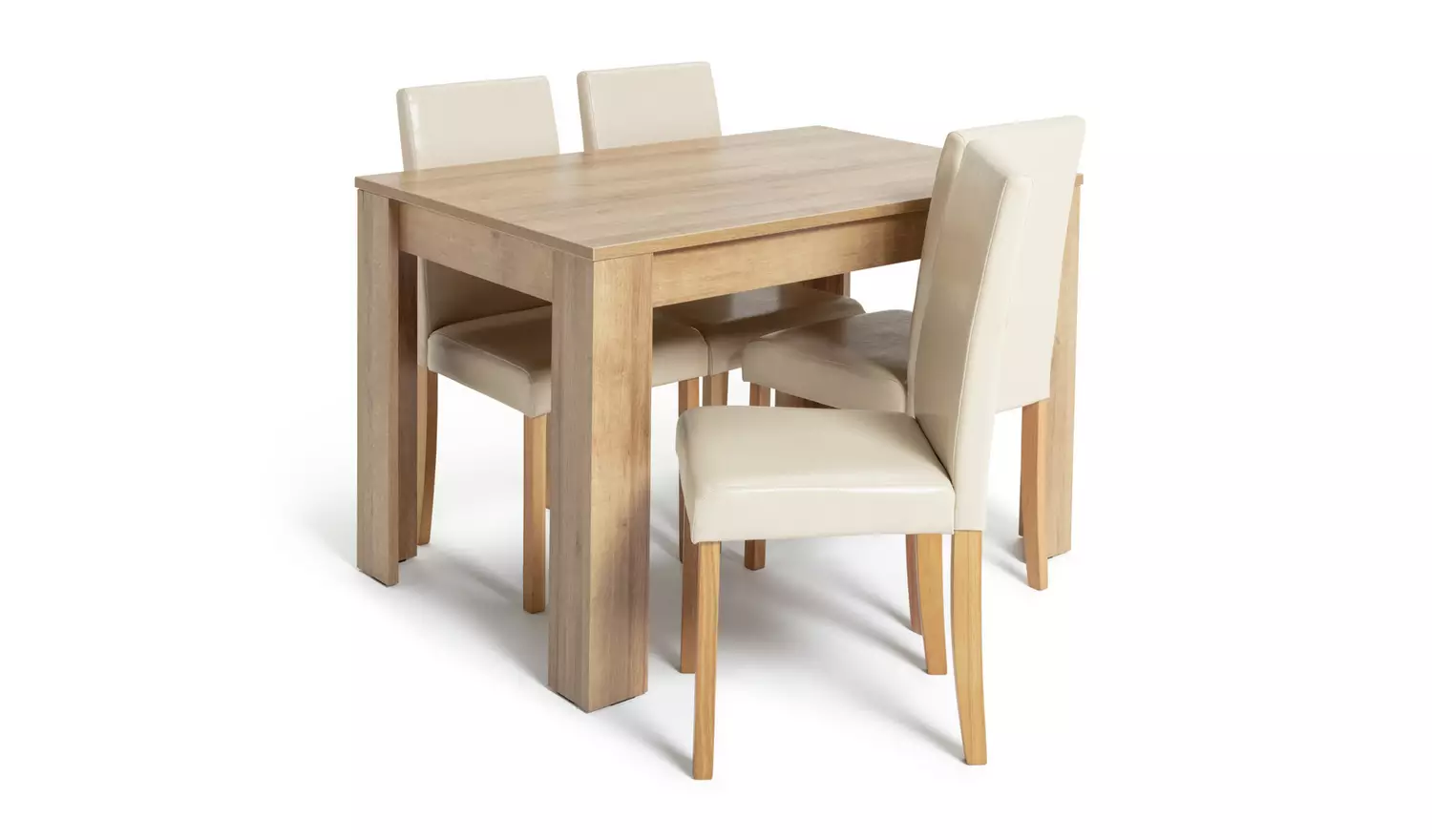 Argos Home Miami Non-Extend Oak Dining Table &4 Cream Chairs