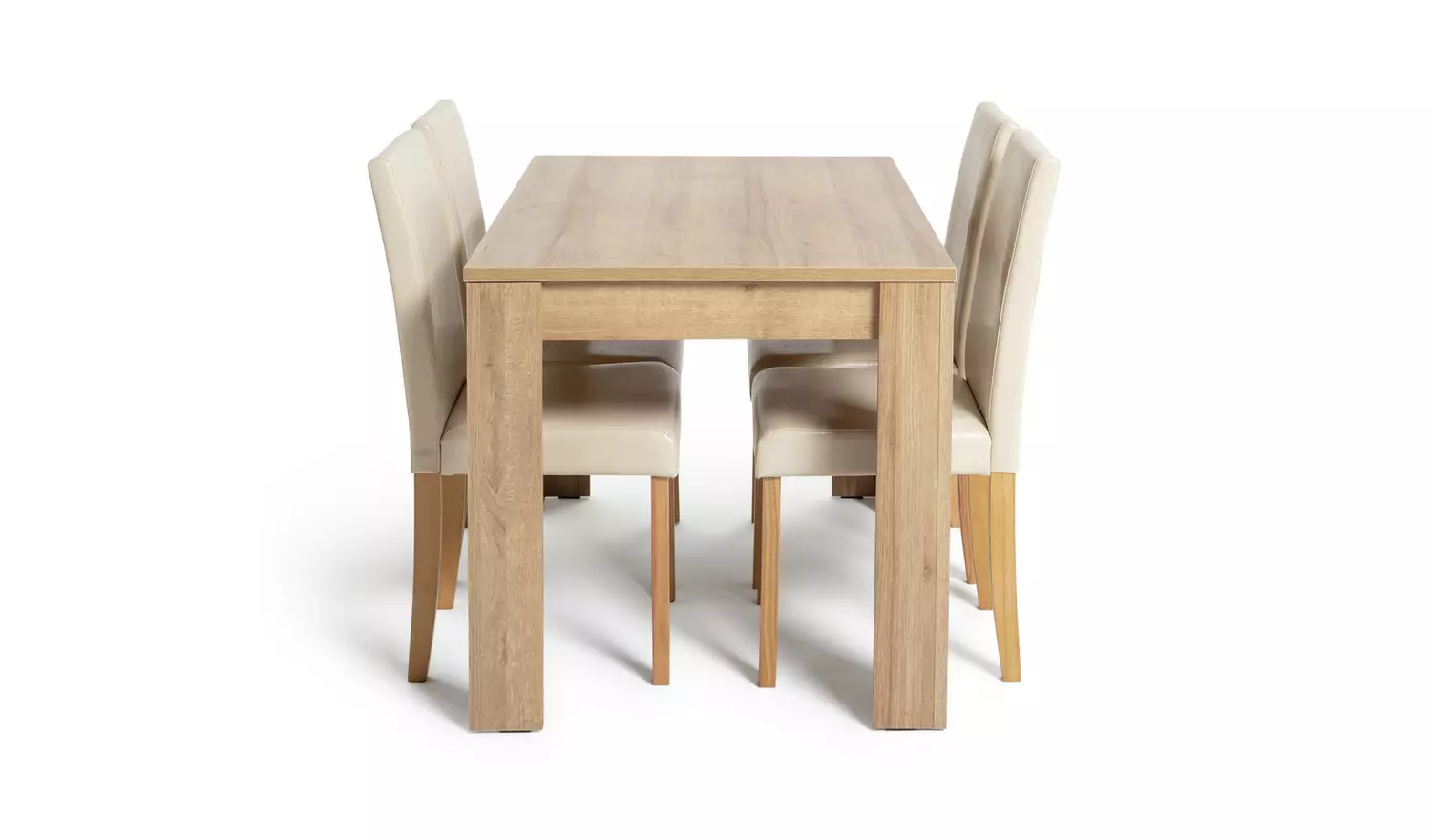 Argos Home Miami Non-Extend Oak Dining Table &4 Cream Chairs