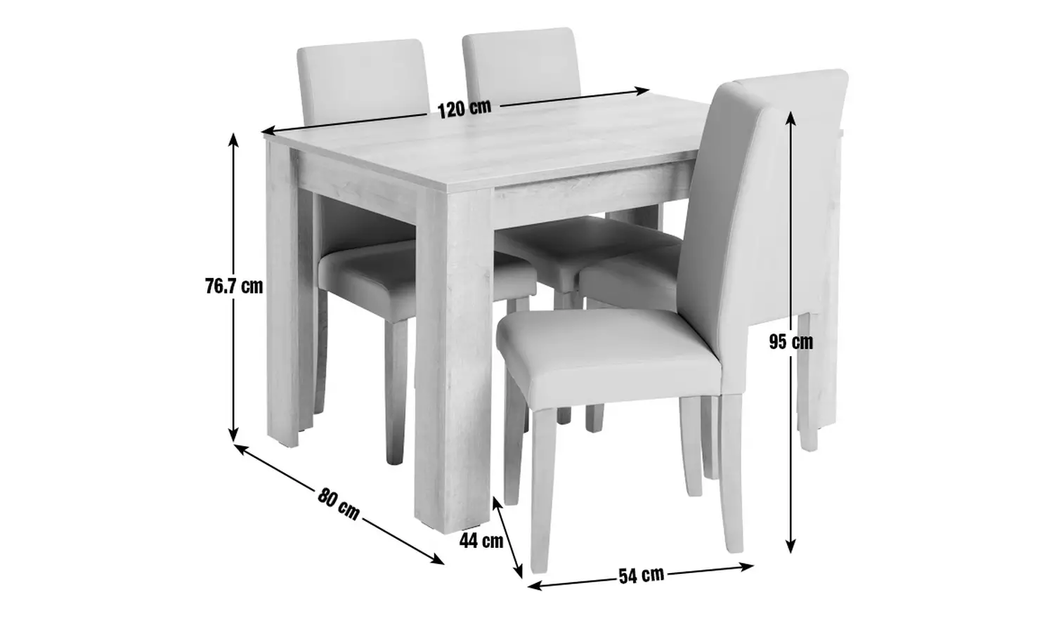 Argos Home Miami Oak Dining Table &4 Chocolate Chairs