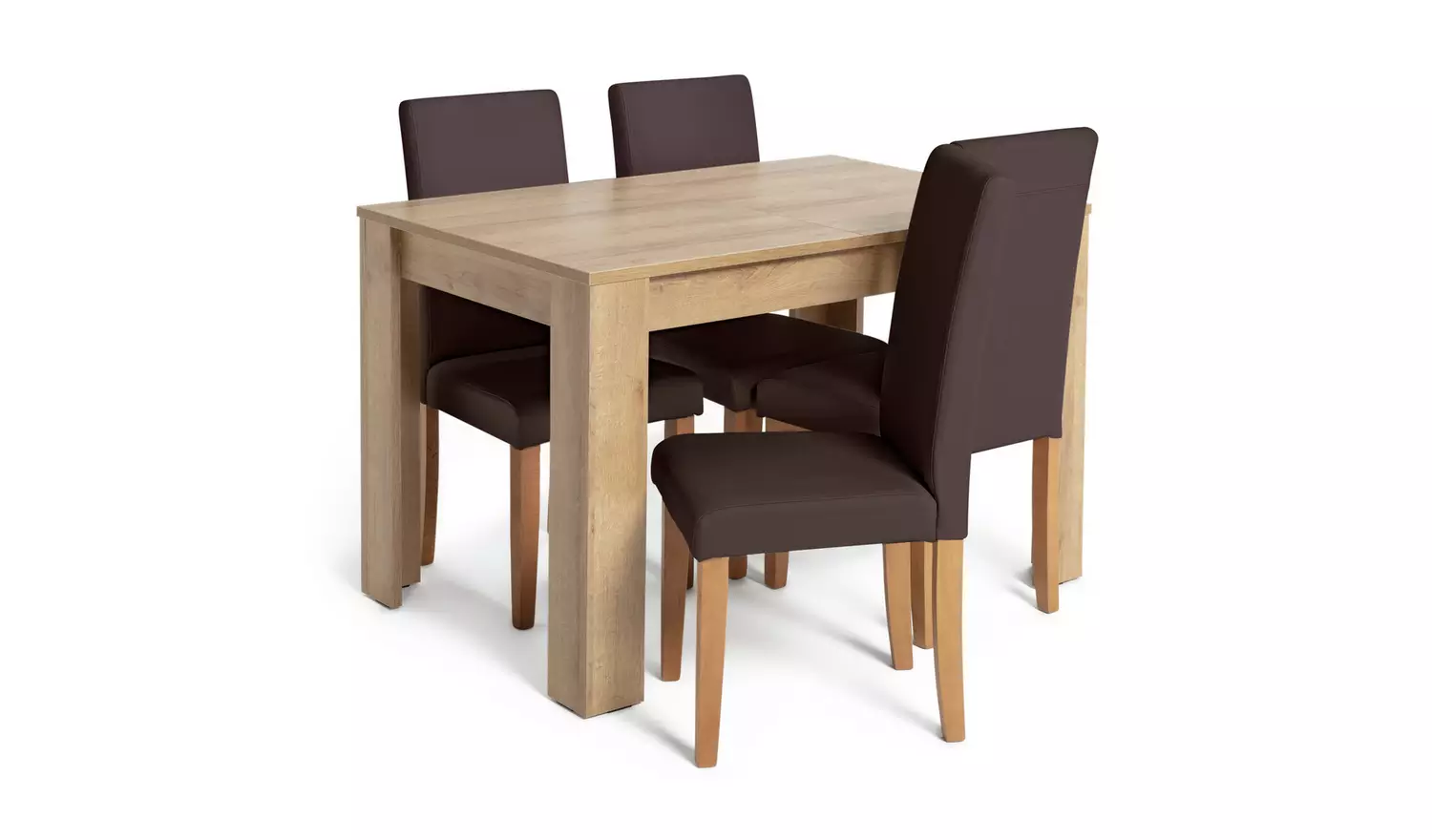 Argos Home Miami Oak Dining Table &4 Chocolate Chairs