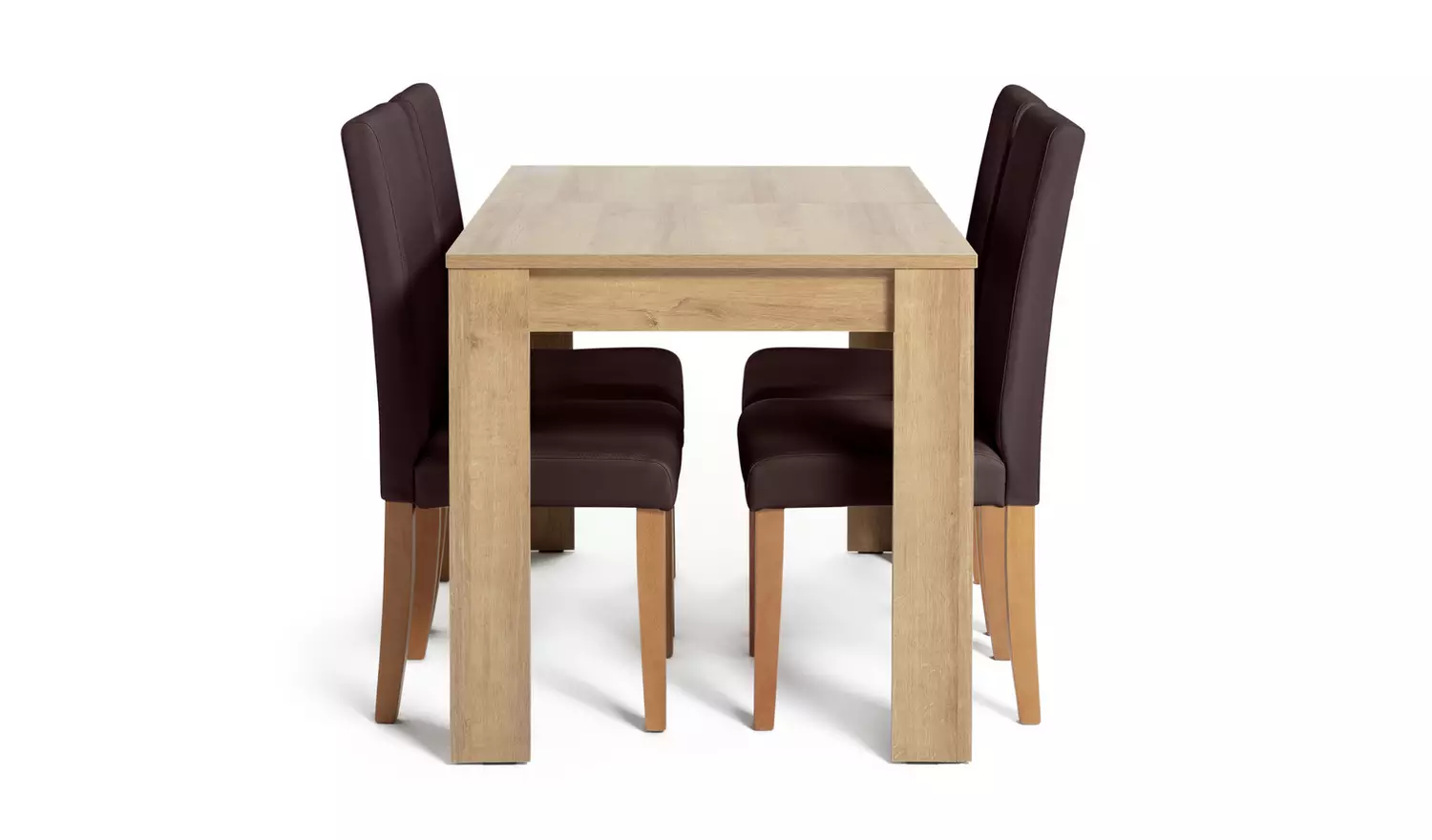 Argos Home Miami Oak Dining Table &4 Chocolate Chairs