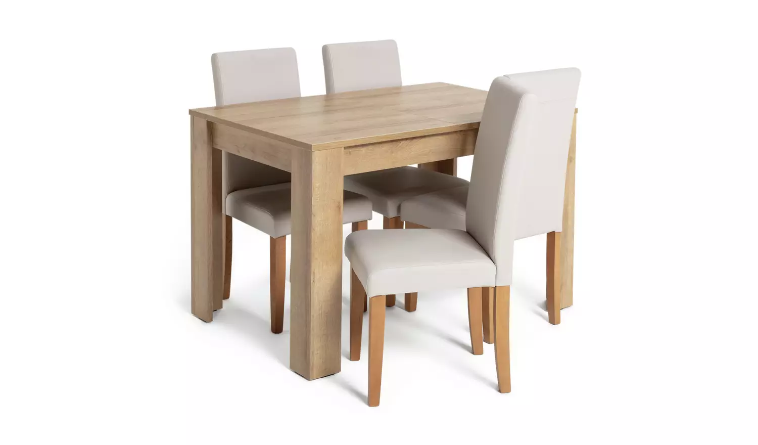 Argos Home Miami Oak Dining Table & 4 Cream Chairs