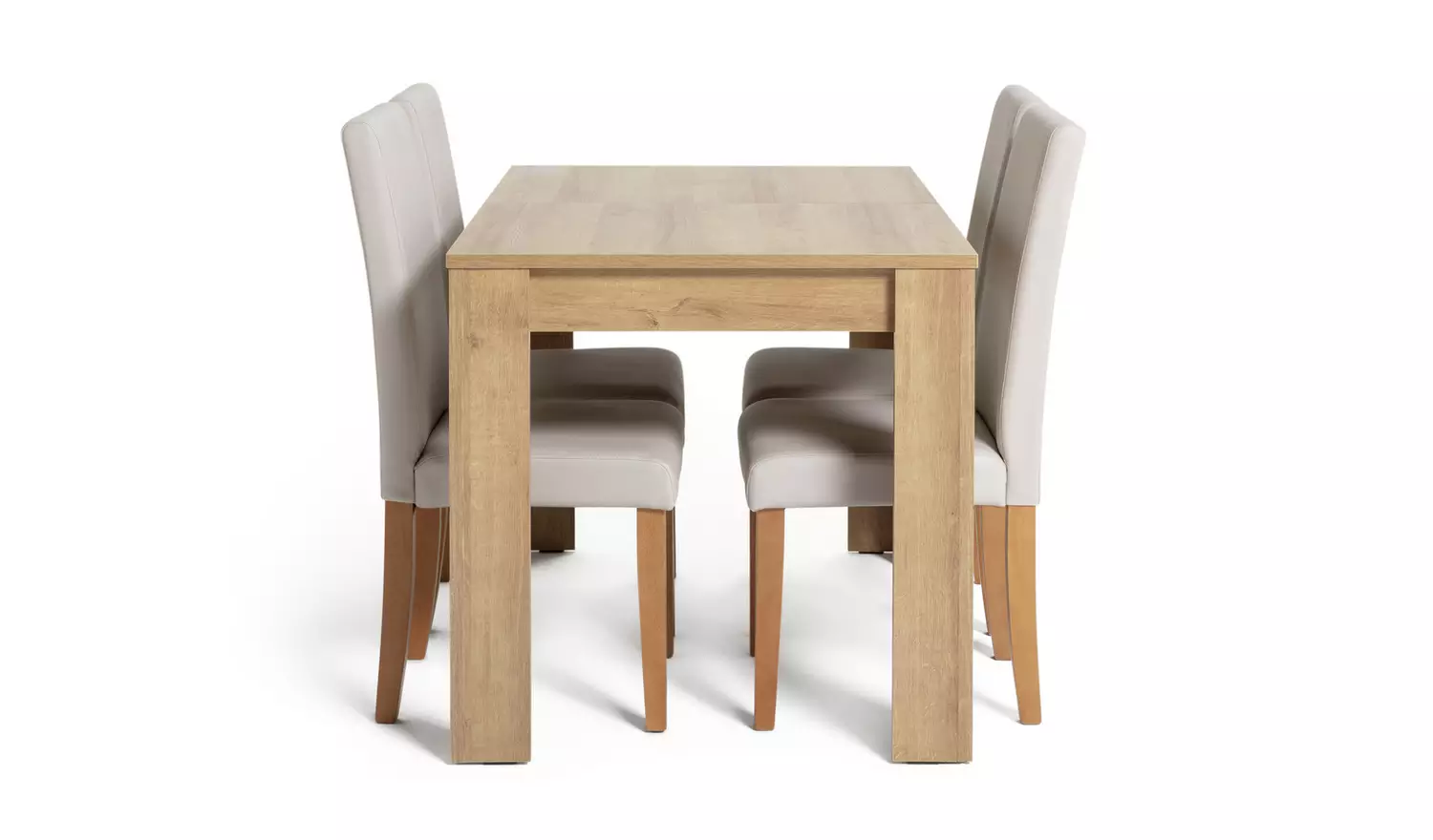 Argos Home Miami Oak Dining Table & 4 Cream Chairs