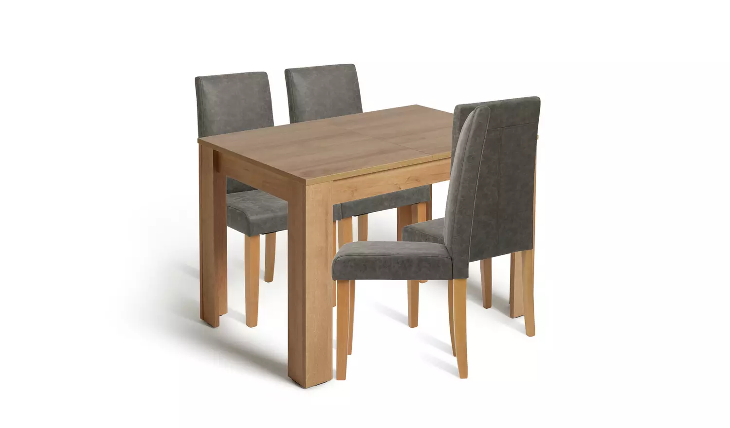Argos Home Miami Extend Oak Dining Table & 4 Charcoal Chairs