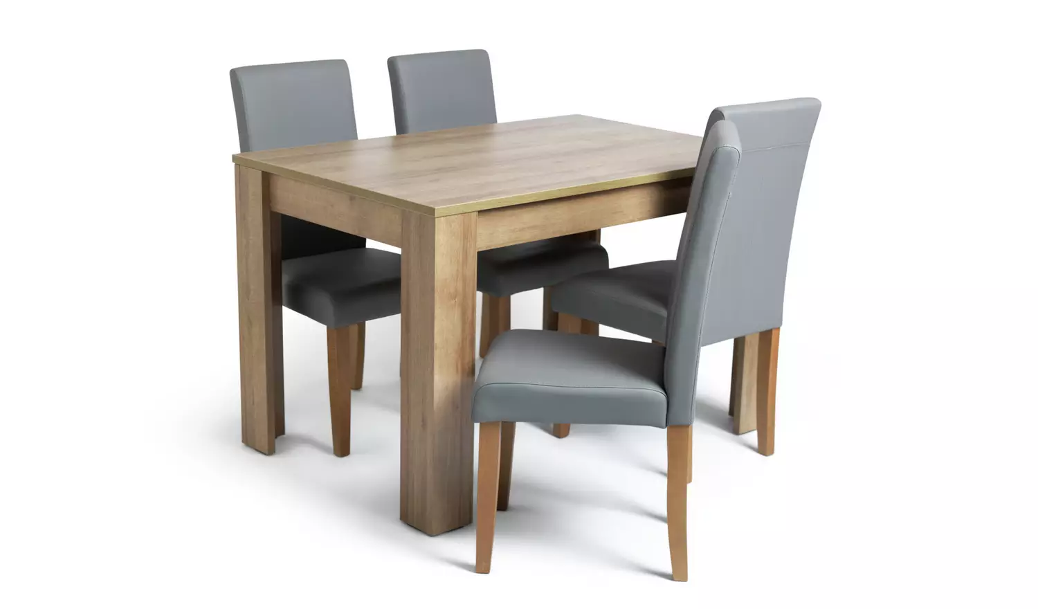 Argos Home Miami Oak Dining Table & 4 Grey Chairs