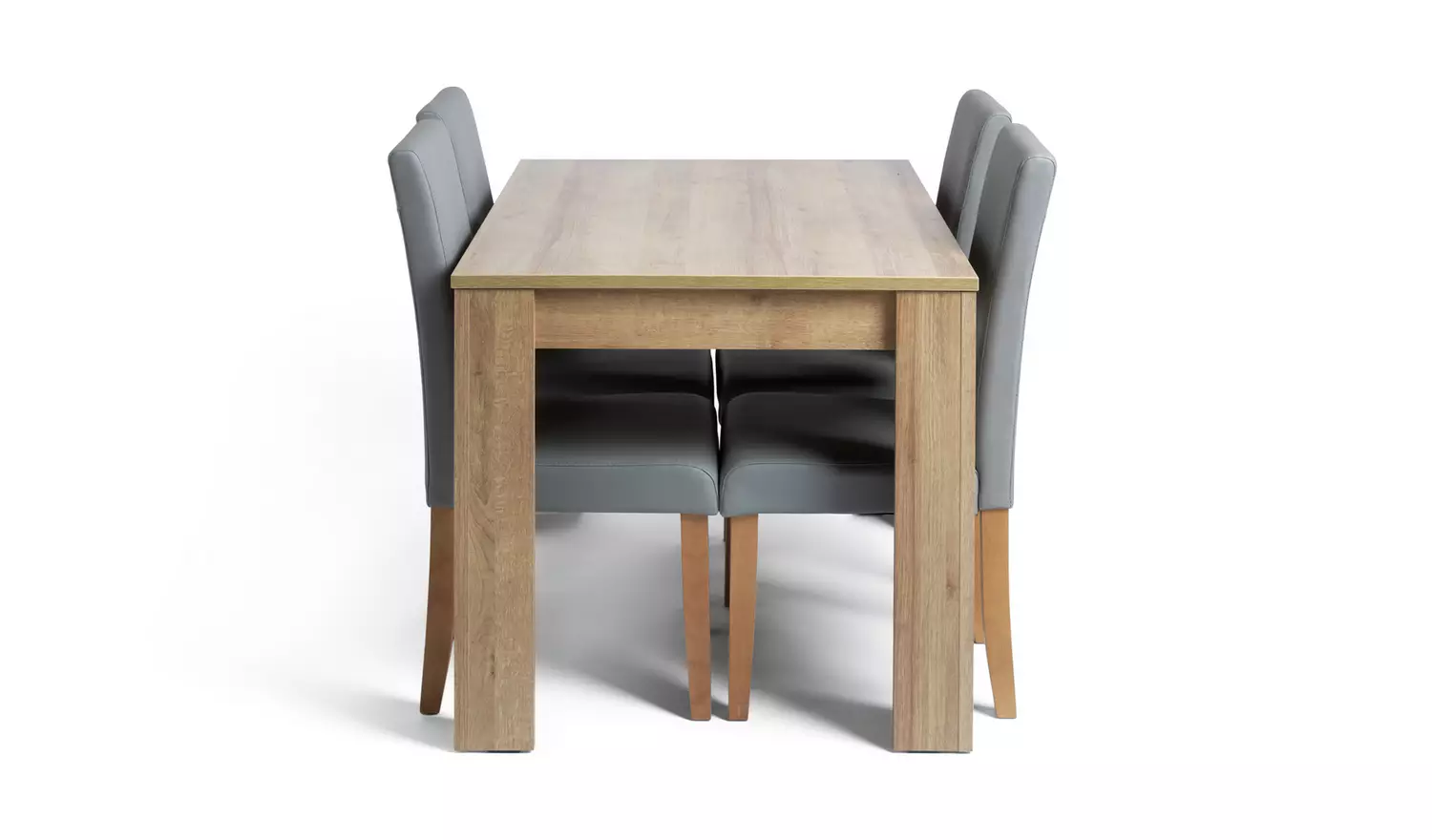Argos Home Miami Oak Dining Table & 4 Grey Chairs