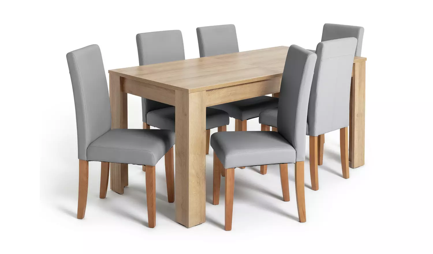 Argos Home Miami Extend Oak Dining Table & 6 Grey Chairs
