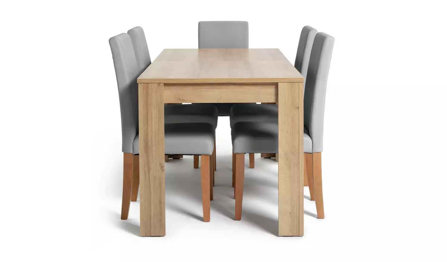 Argos Home Miami Extend Oak Dining Table & 6 Grey Chairs