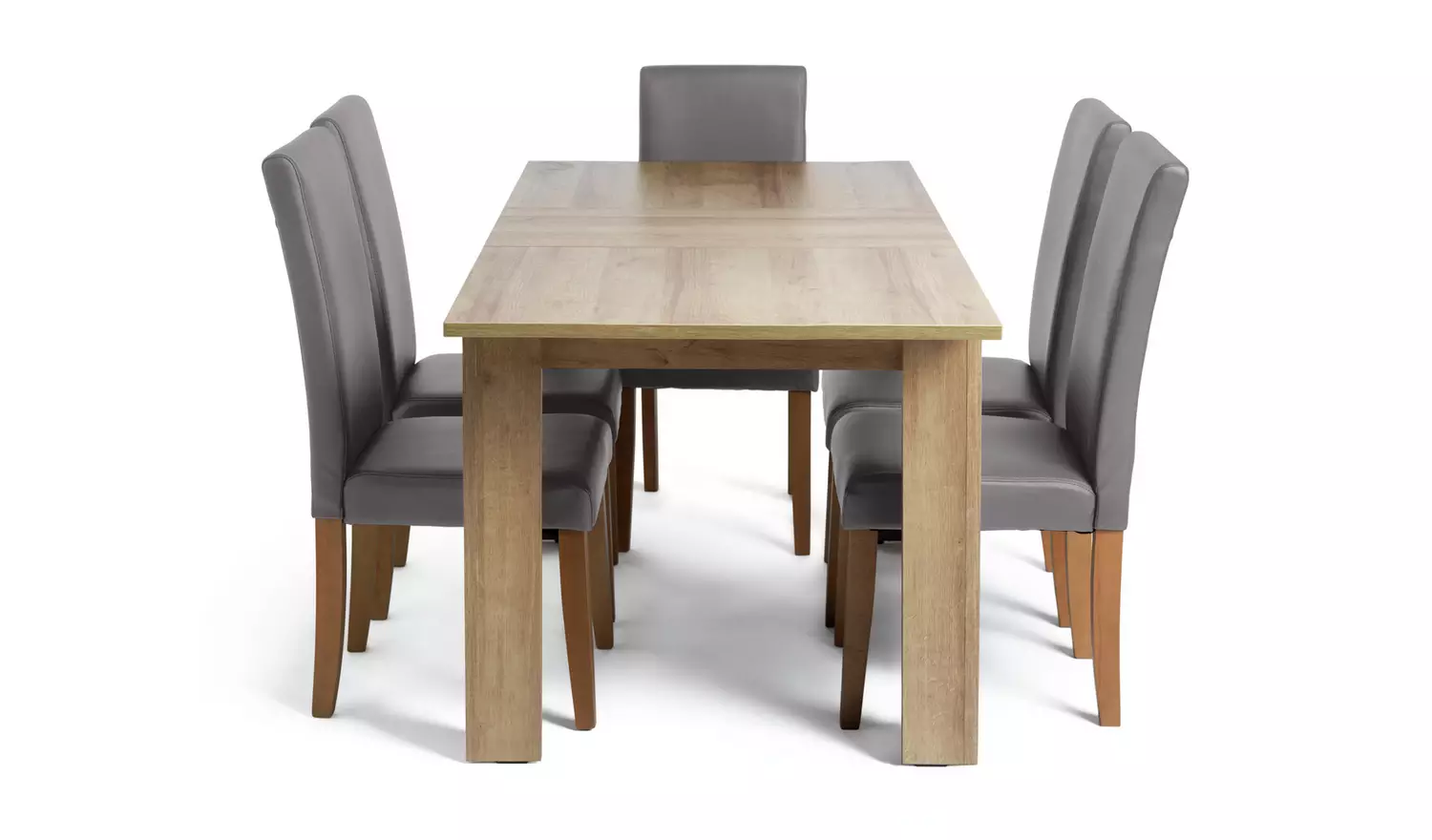 Argos Home Miami Ext Oak Dining Table & 6 Charcoal Chairs