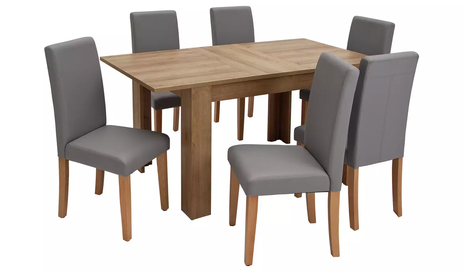 Argos Home Miami Ext Oak Dining Table & 6 Charcoal Chairs