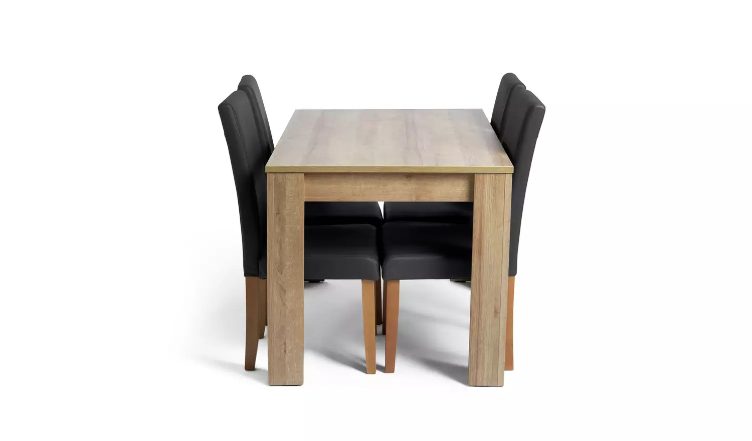 Argos Home Miami Oak Dining Table & 4 Black Chairs