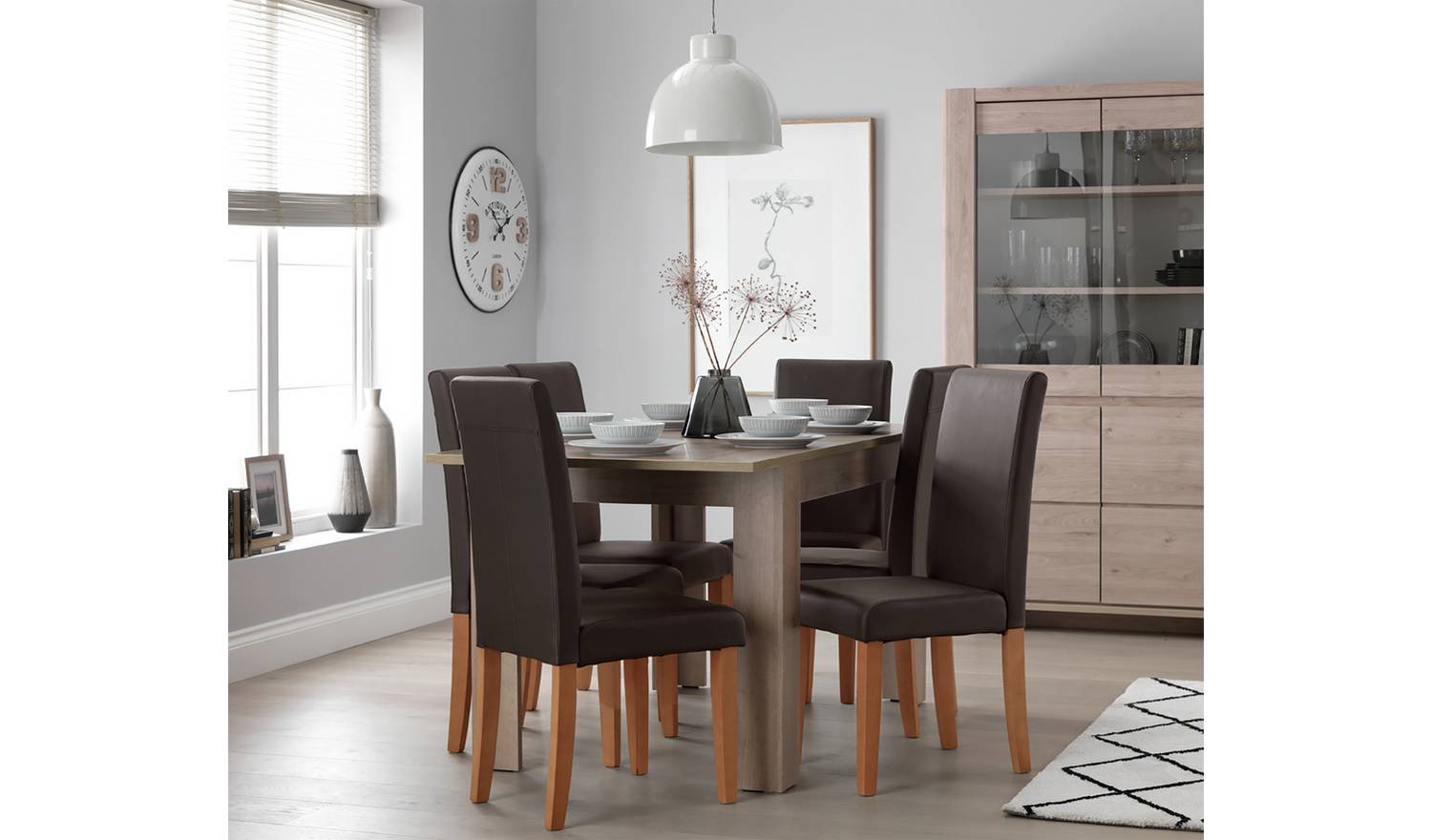 Argos Home Miami Oak Dining Table & 6 Chocolate Chairs