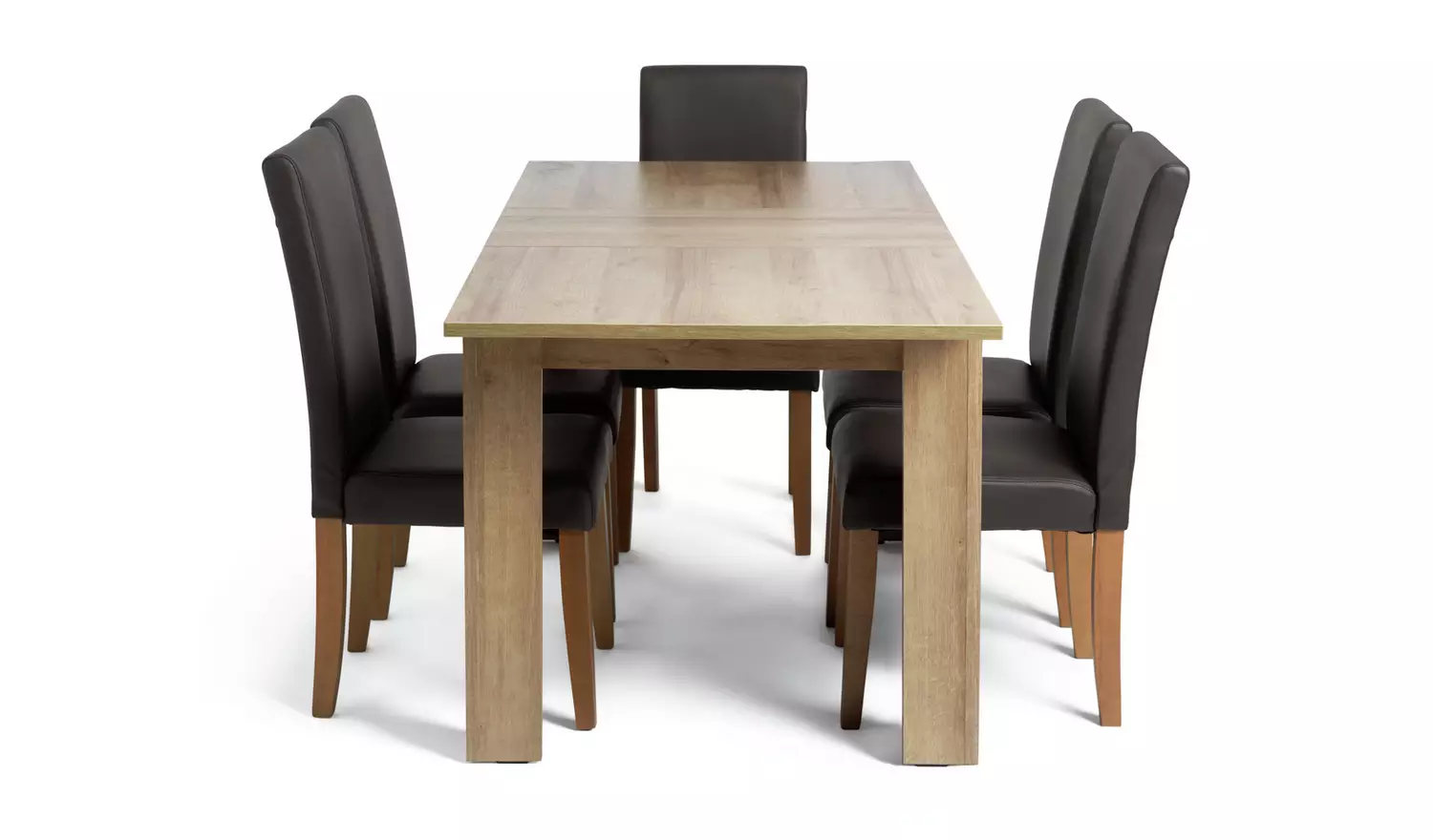 Argos Home Miami Oak Dining Table & 6 Chocolate Chairs