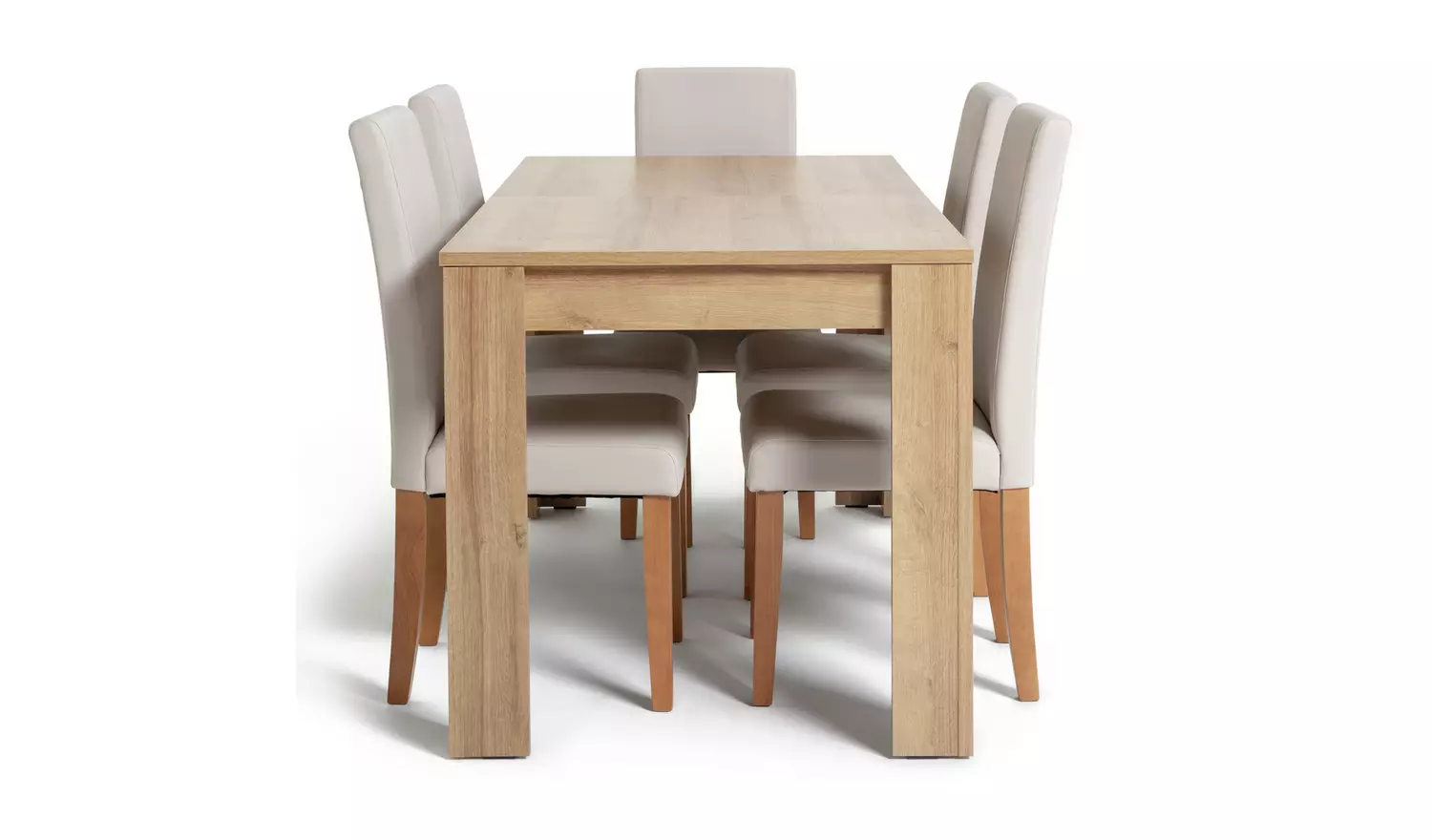 Argos Home Miami Oak Dining Table & 6 Cream Chairs