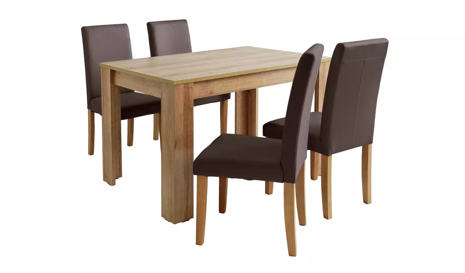 Argos Home Miami Oak Dining Table & 4 Chocolate Chairs
