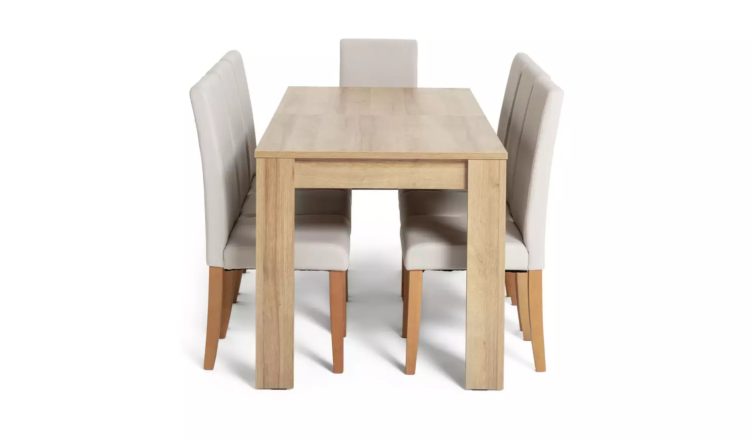 Argos Home Miami Extending Oak Dining Table & 8 Cream Chairs