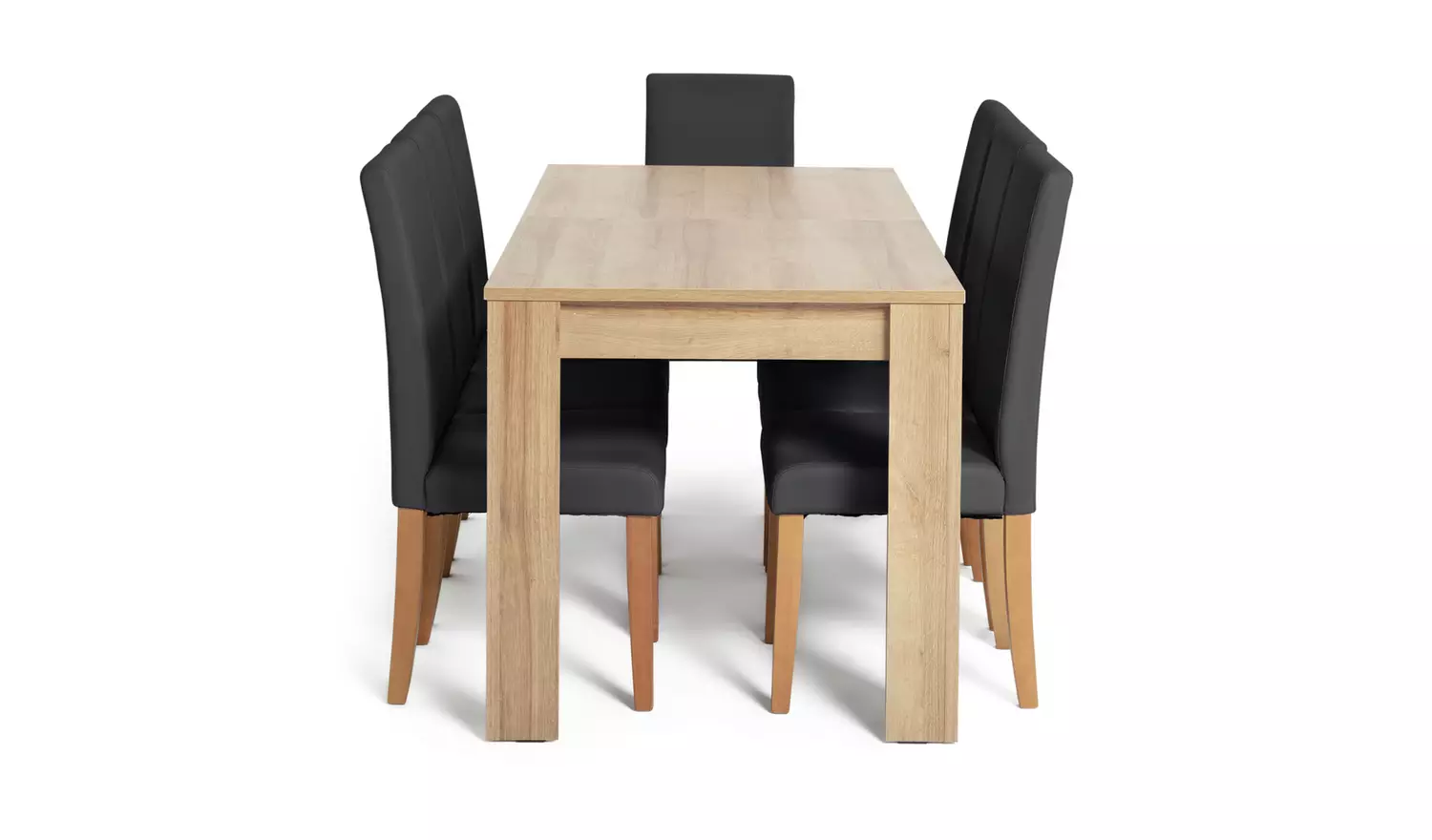 Argos Home Miami Extending Oak Dining Table & 8 Black Chairs