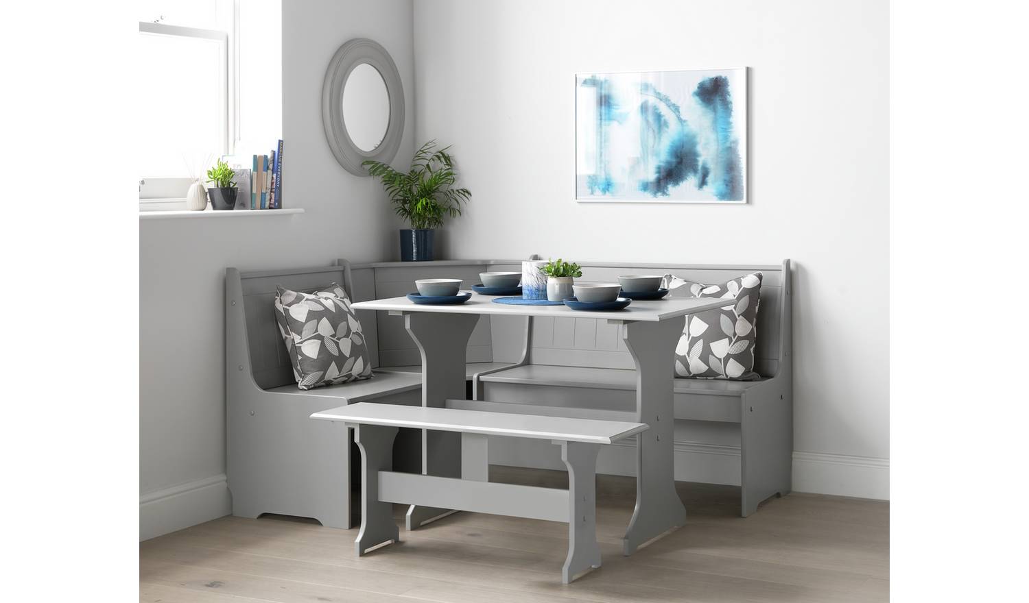 Argos Home Haversham Grey Dining Table & 1 Grey Bench