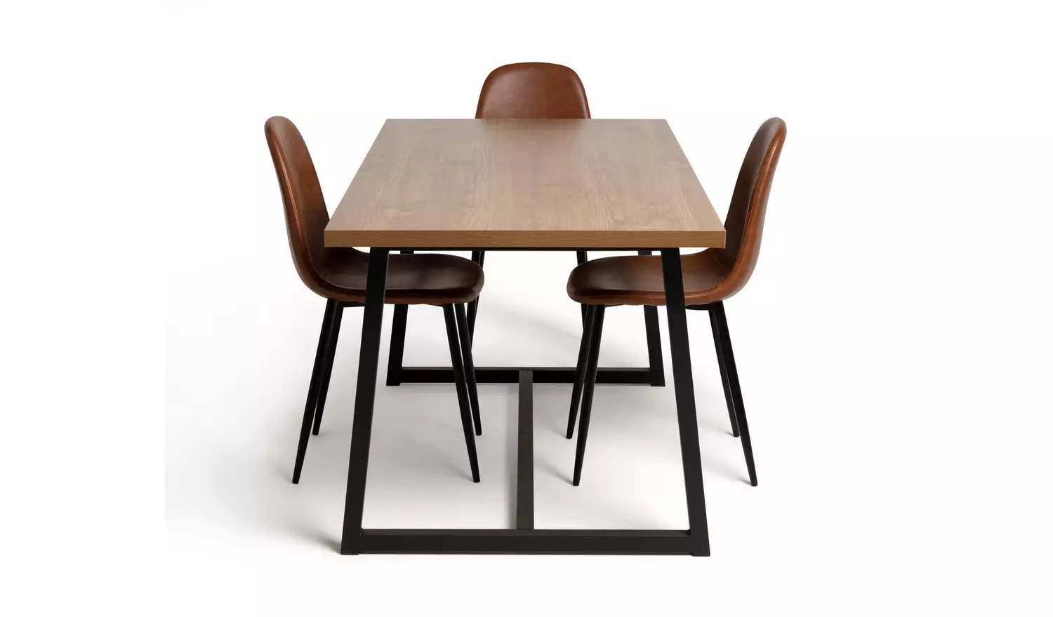 Habitat Nomad Oak Dining Table & 4 Brown Chairs