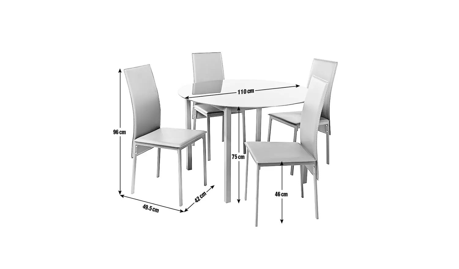 Argos Home Lido Black Dining Table & 4 Grey Chairs