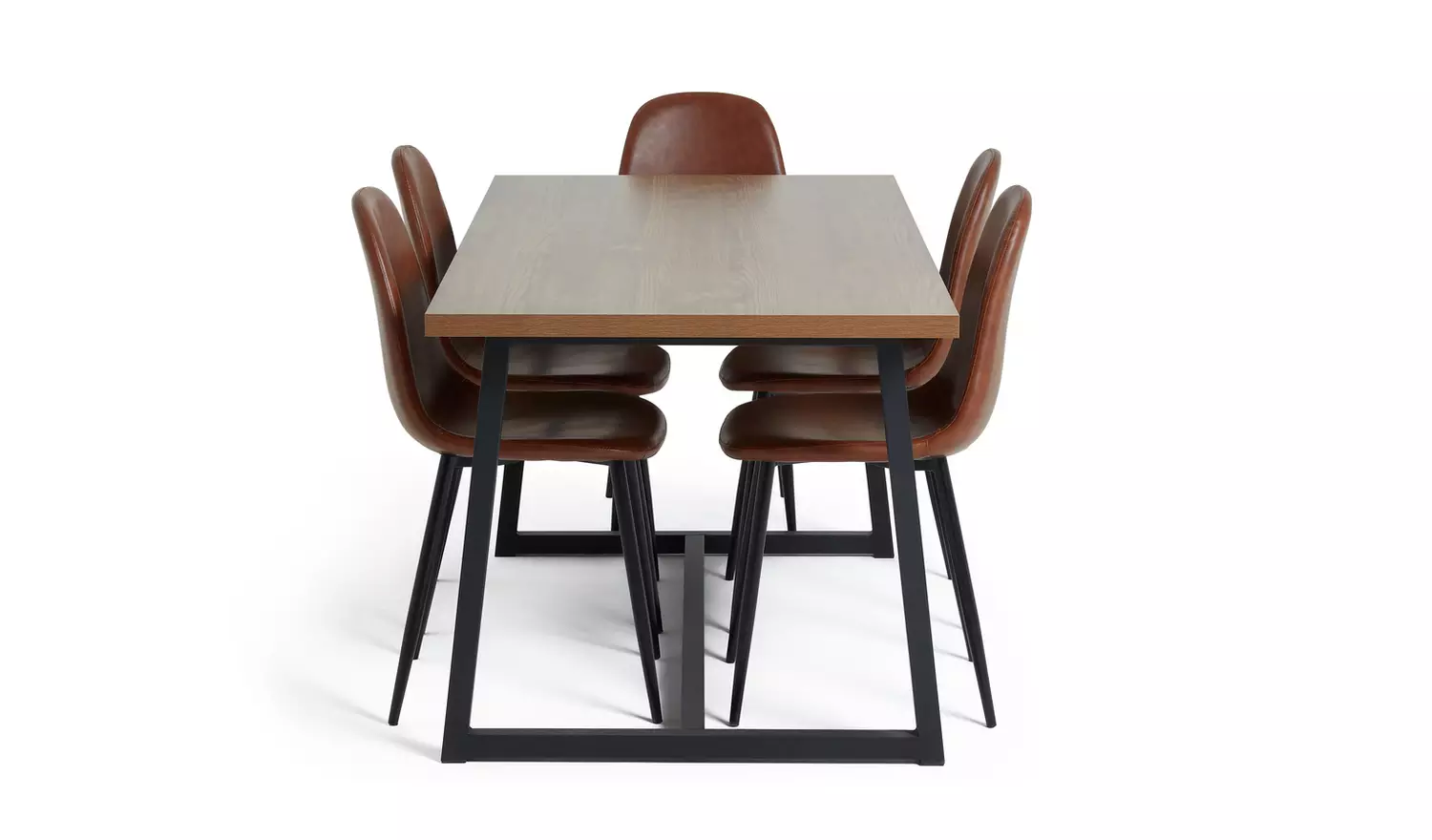 Habitat Nomad Oak Dining Table & 6 Brown Chairs