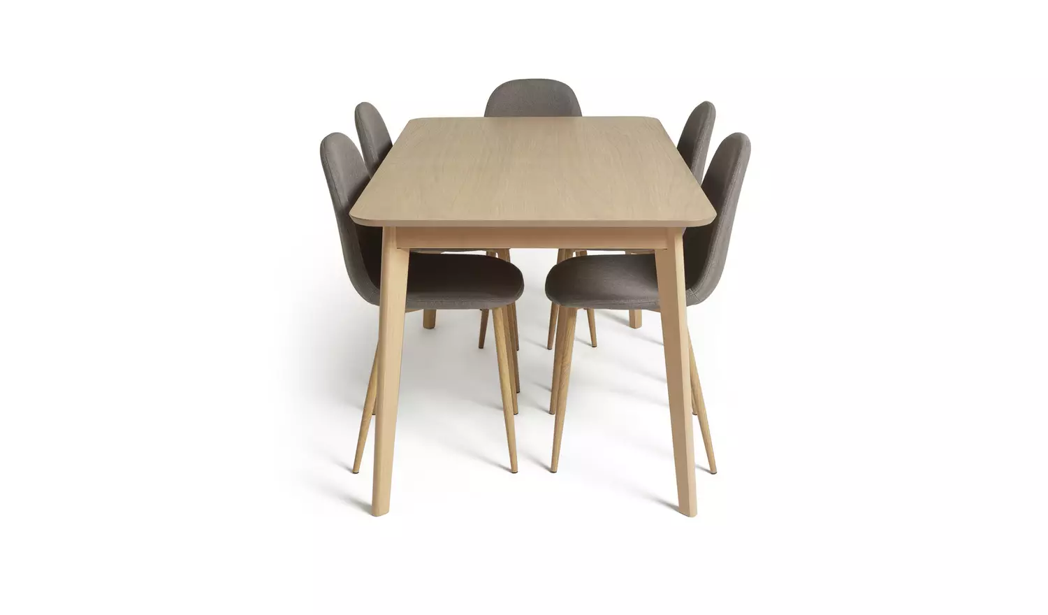 Habitat Skandi Oak Dining Table & 6 Grey Chairs