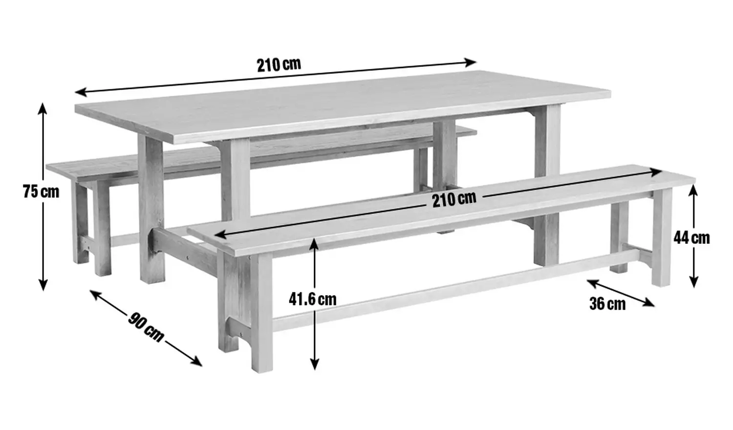 Habitat Denver Oak Dining Table & 2 Pine Benches