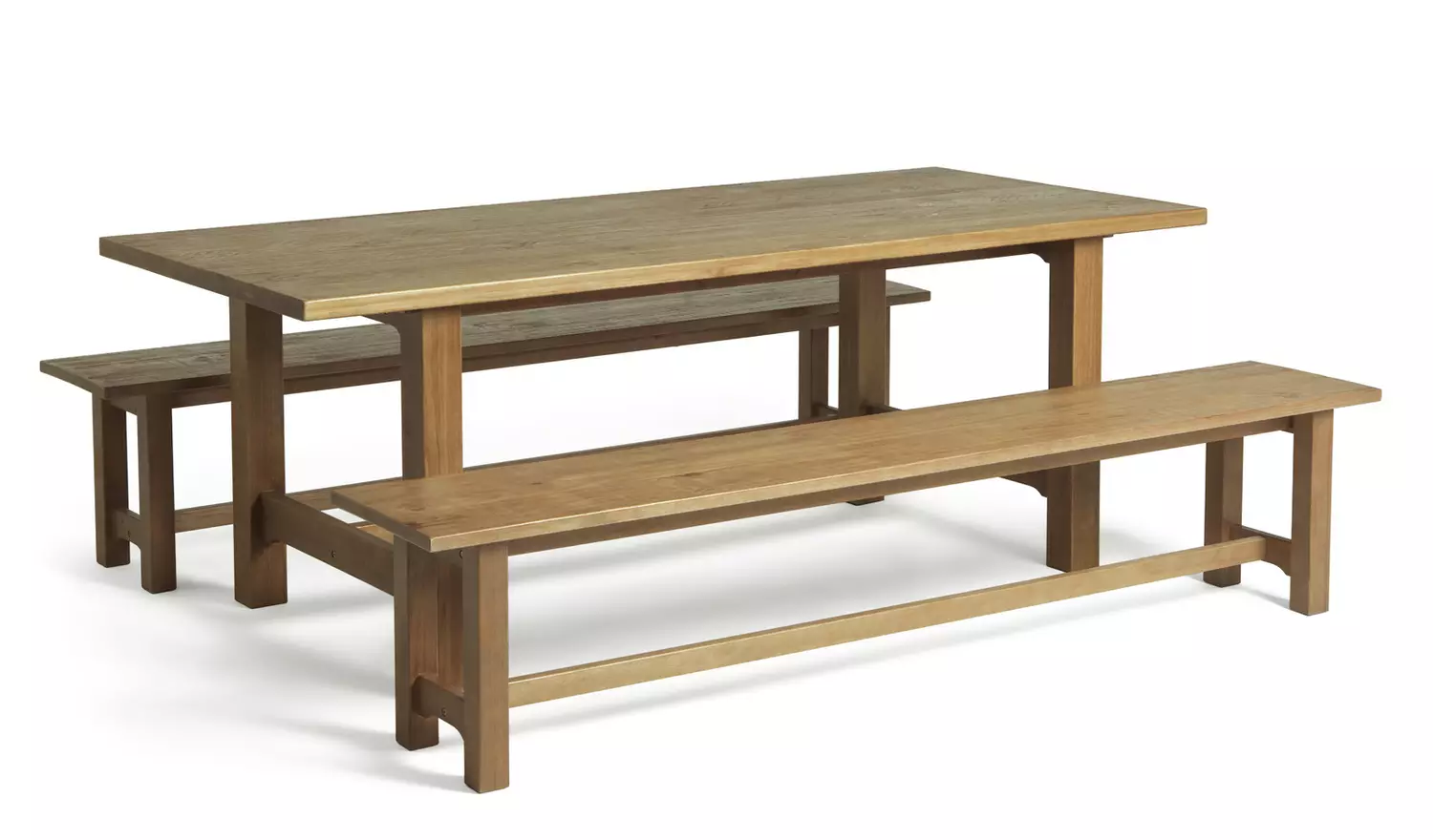 Habitat Denver Oak Dining Table & 2 Pine Benches
