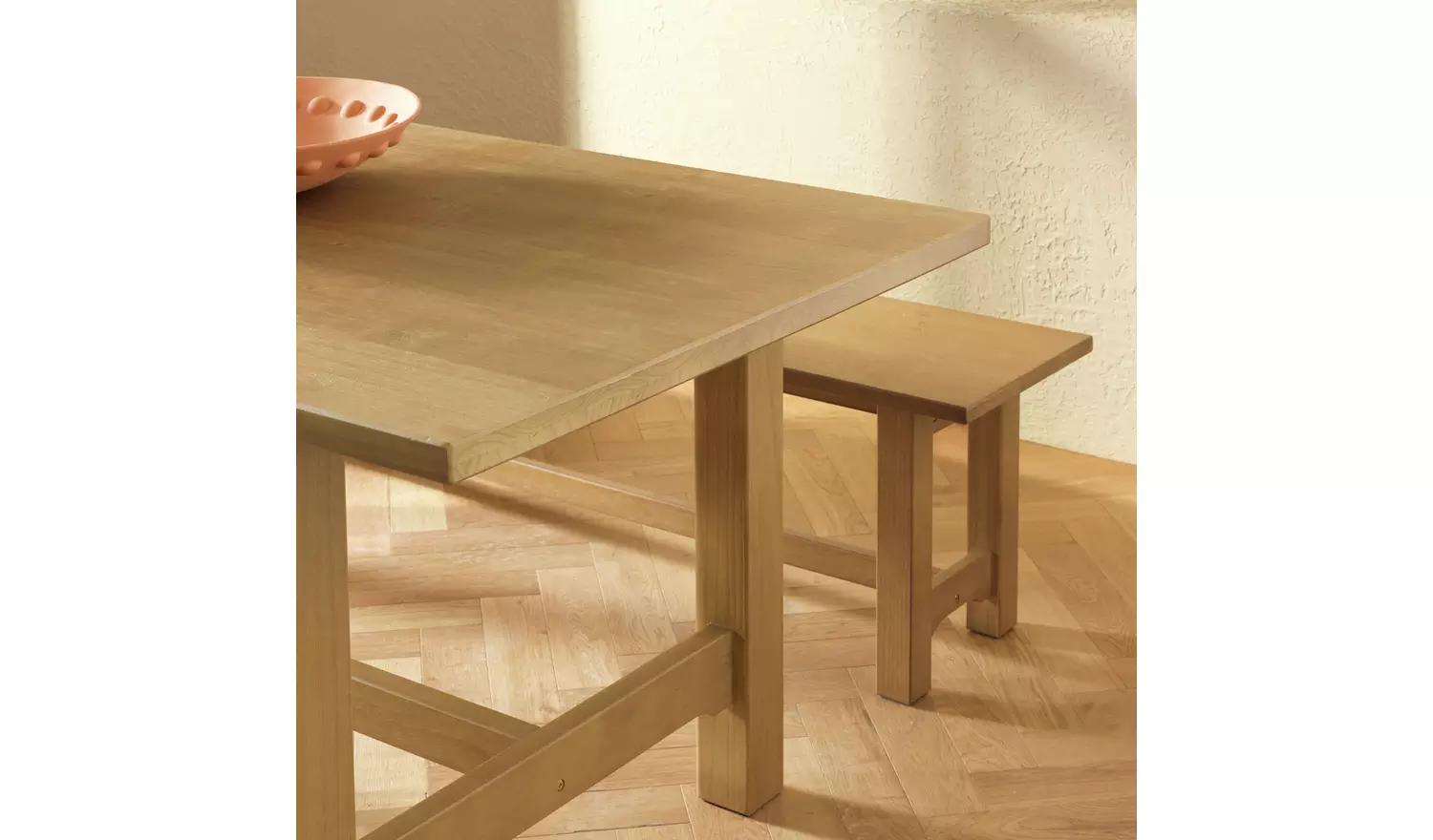 Habitat Denver Oak Dining Table & 2 Pine Benches