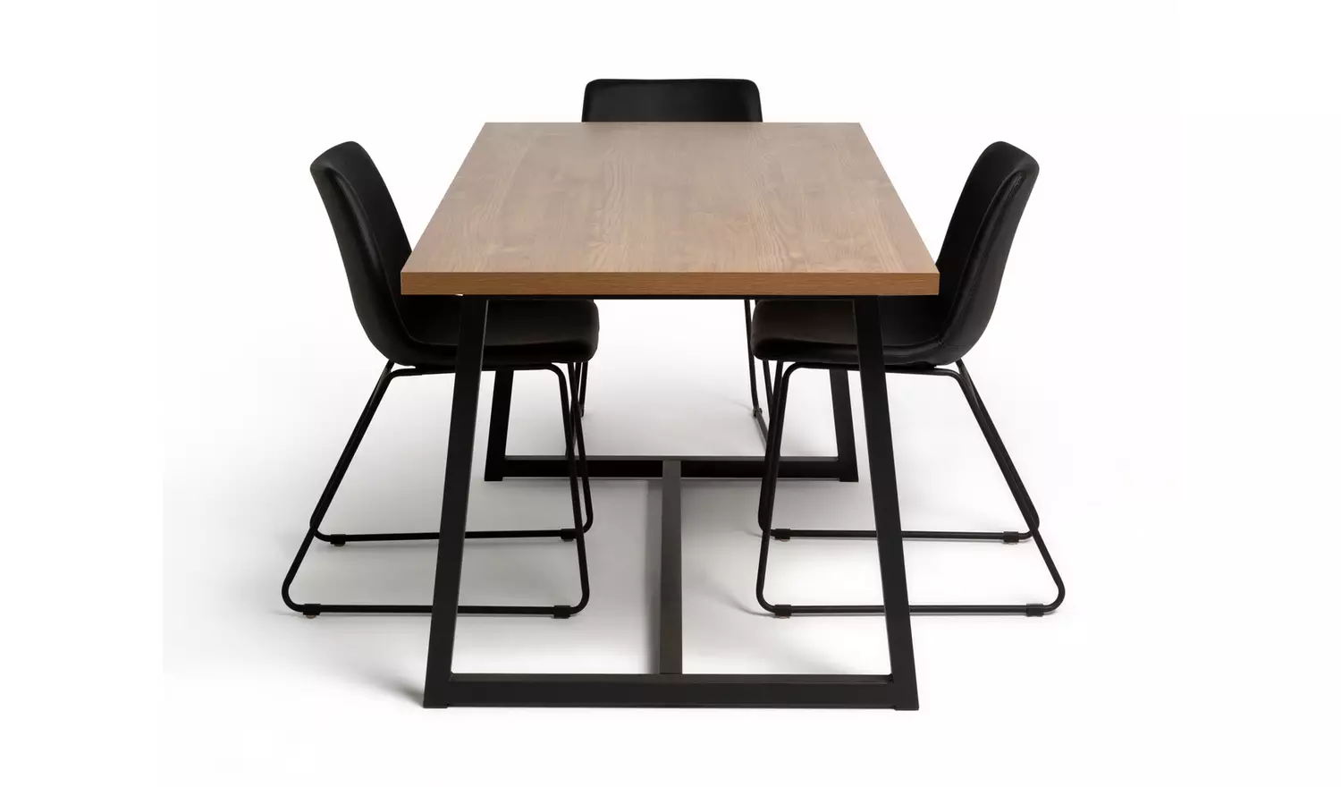 Habitat Nomad Oak Dining Table & 4 Black Chairs