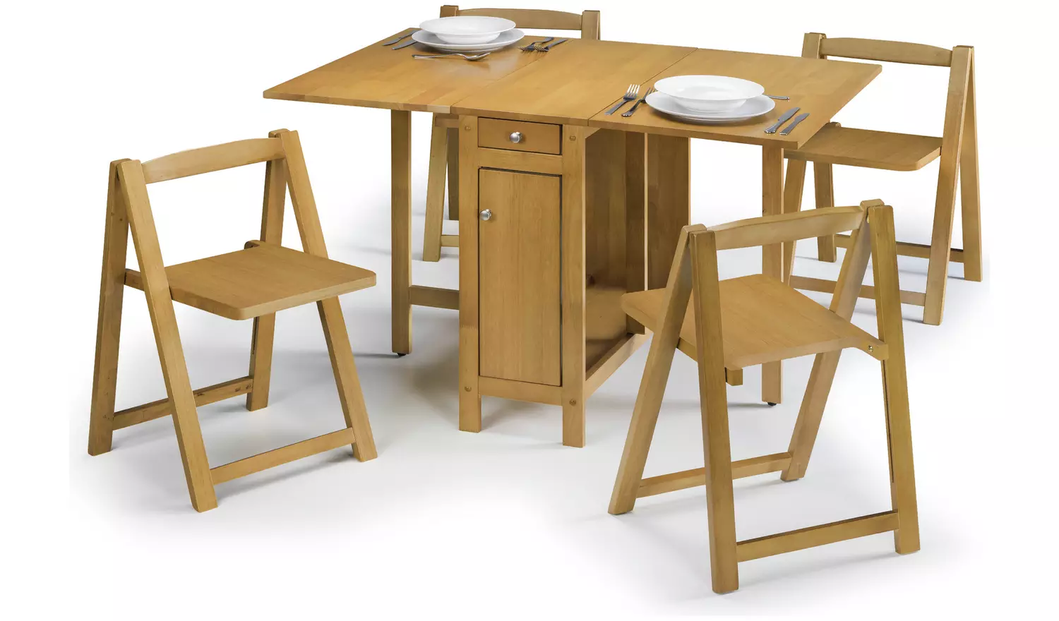 Julian Bowen Savoy Extending Oak Dining Table & 4 Oak Chairs